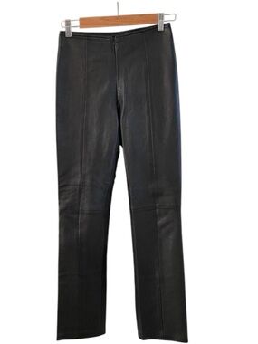 Cache Black Y2K Leather Moto Straight Leg Pants Size‎ 4